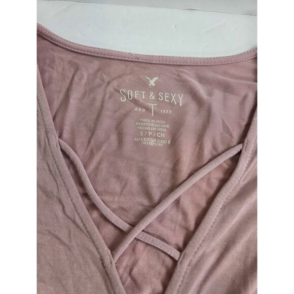 American Eagle Soft and Sexy Set of 4 shirts Striped Pink Purple Tan - Picture 7 of 16